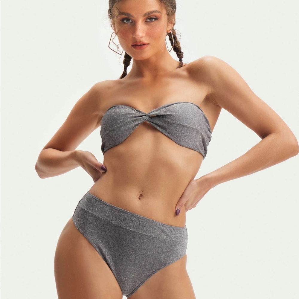 NWT cider silver/shimmer bikini set